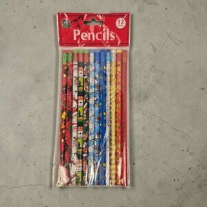 Vintage Christmas Pencils 12 Pack Santa Penguin Holiday School Party #2 Lead